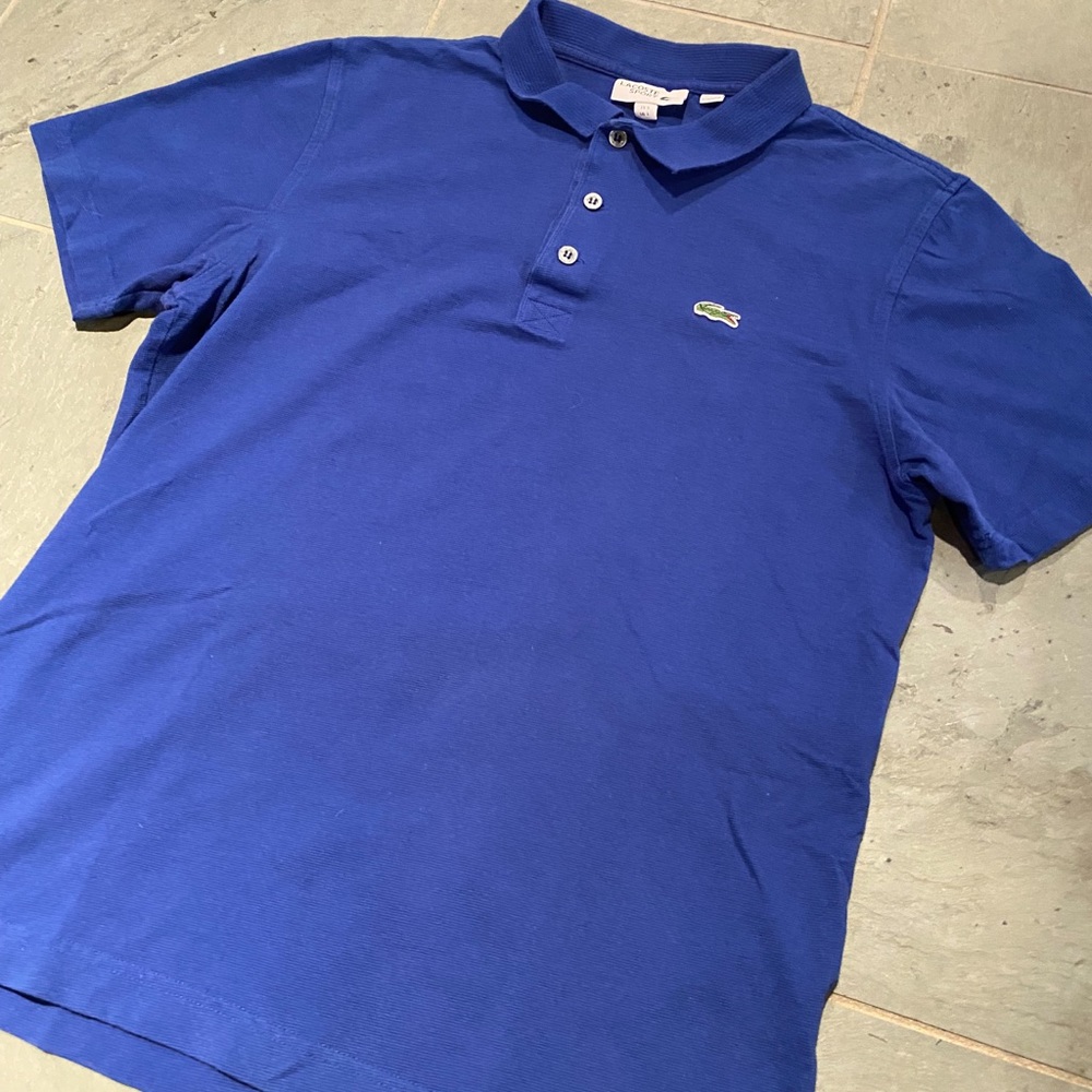Vintage Lacoste Sport Polo Collared Shirt Men's Large Navy Blue
